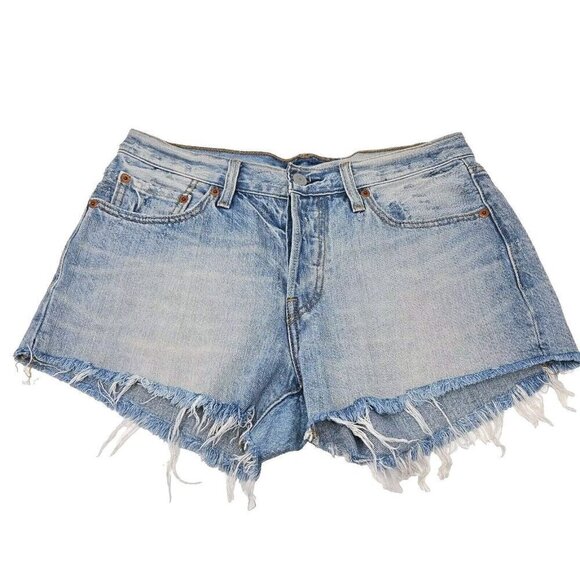 Levi’s 501 High Rise Cut Off Jean Shorts Light Wash Women’s Size 27 Button Fly - Picture 1 of 10